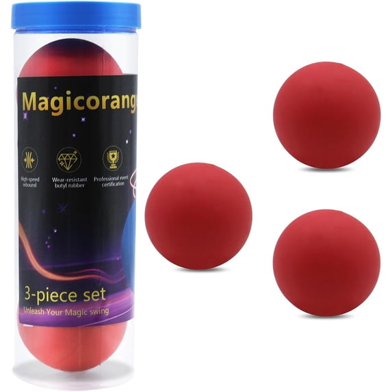 Magicorange Racquetball Balls 3 Pack, High Bounce Rubber Racquetballs with Bottle, Red