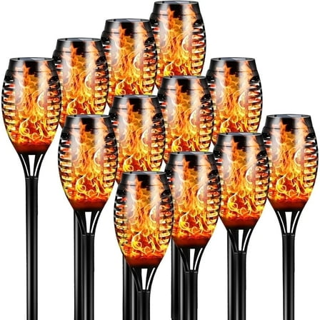 Magicorange 12 Pack Solar Torch Lights with Flickering Flame, IP65 Waterpoof Outdoor LED Lights Auto on/off for Garden Patio Yard Pathway Walkway Landscape Decor