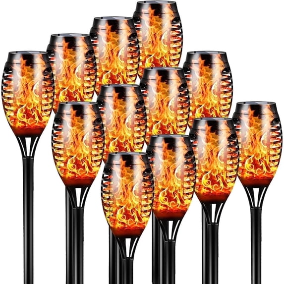 Magicorange 12 Pack Solar Torch Lights with Flickering Flame, IP65 Waterpoof Outdoor LED Lights Auto on/off for Garden Patio Yard Pathway Walkway Landscape Decor