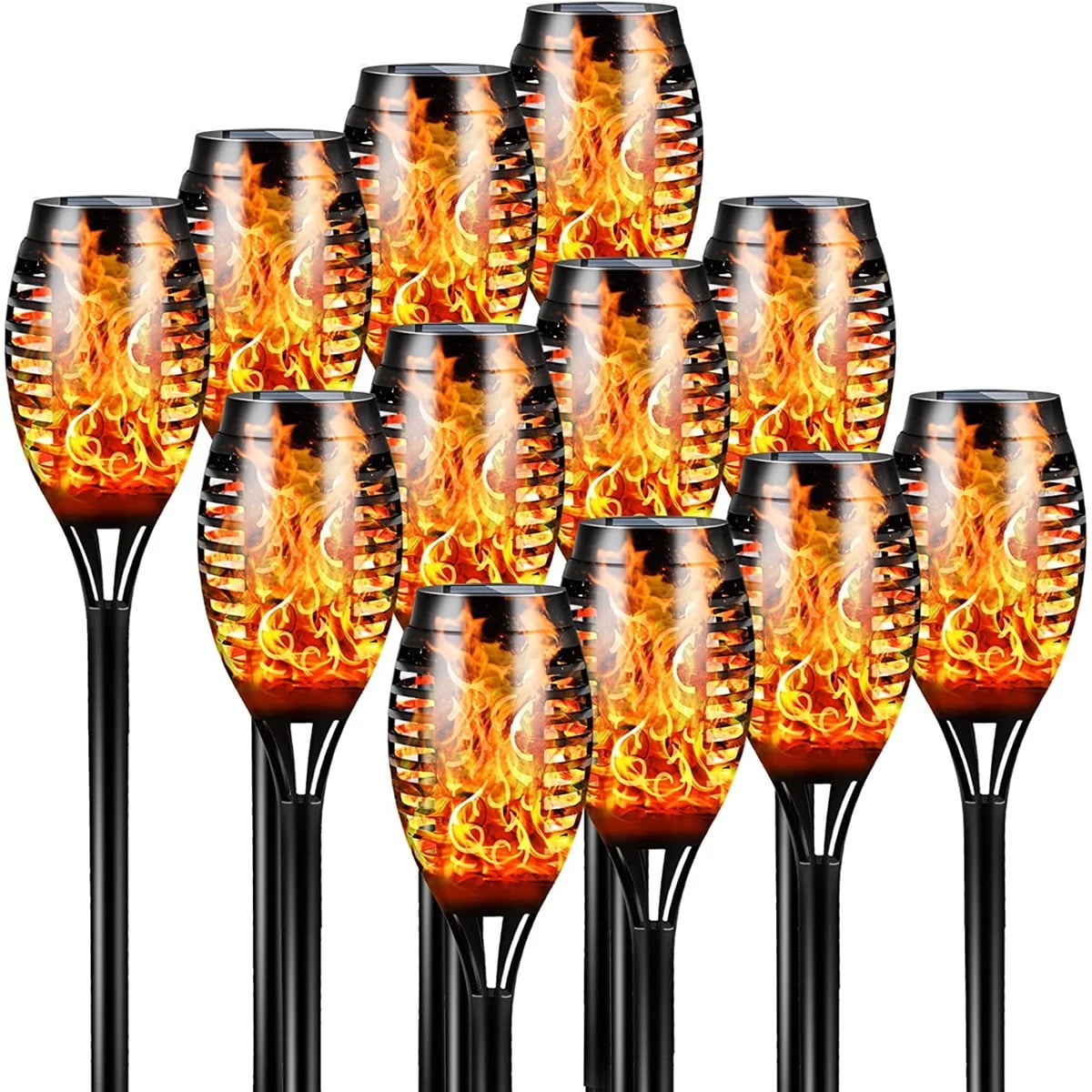 Magicorange Solar Torch Lights with Flickering Flame,12 Pack Outdoor