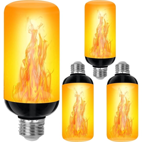 Magicorange Upgraded LED Flame Light Bulbs, 3 Modes Flickering, E26 Base, Suitable for Home Garden Patio Yard Decor Indoor & Outdoor (Yellow, 4 Pack) 