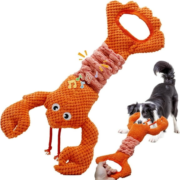 Magicorange Squeaky Dog Toys, Tug of War Dog Toy, Interactive Plush Toy with Crinkle Paper, Lobster Type