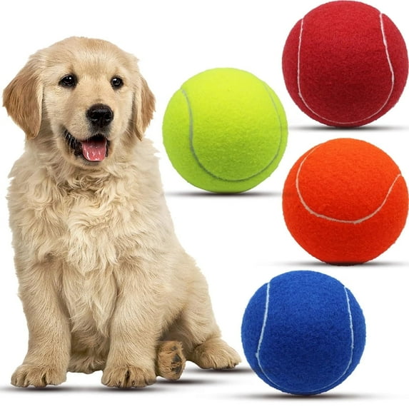 Magicorange 4 Pack Tennis Balls for Dogs, 4 inch Oversize Giant Pet Interactive Playing Balls, Chew Toy for Outdoor / Indoor Sports