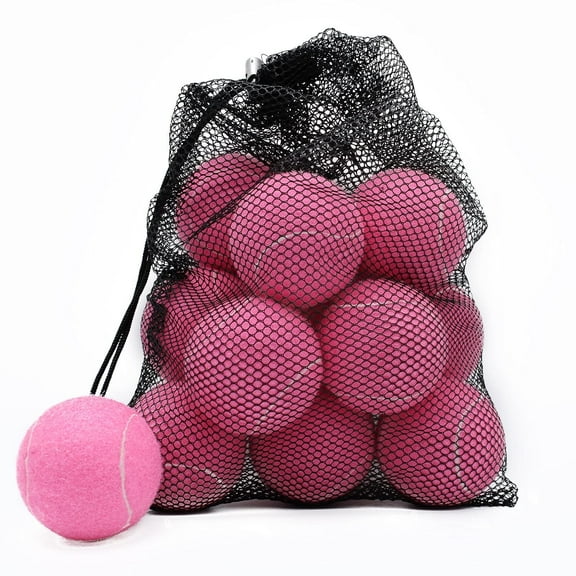 Magicorange Tennis Balls, 12 Pack Tennis Balls for Dogs, Pet Dog Playing Balls, Come with Mesh Bag for Easy Transport, Colorful Easy Catching Pet Dog Balls (Pink, 2.58 inch)