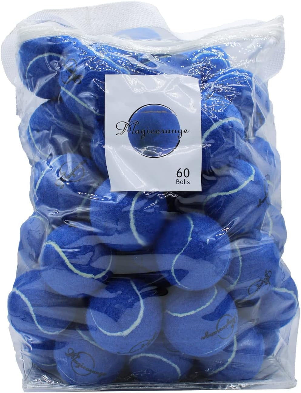 Magicorange Tennis Balls 60 Pack, 2.58 Inch Advanced Training Practice Balls for Beginner and Pet Dog Playing Balls, Blue