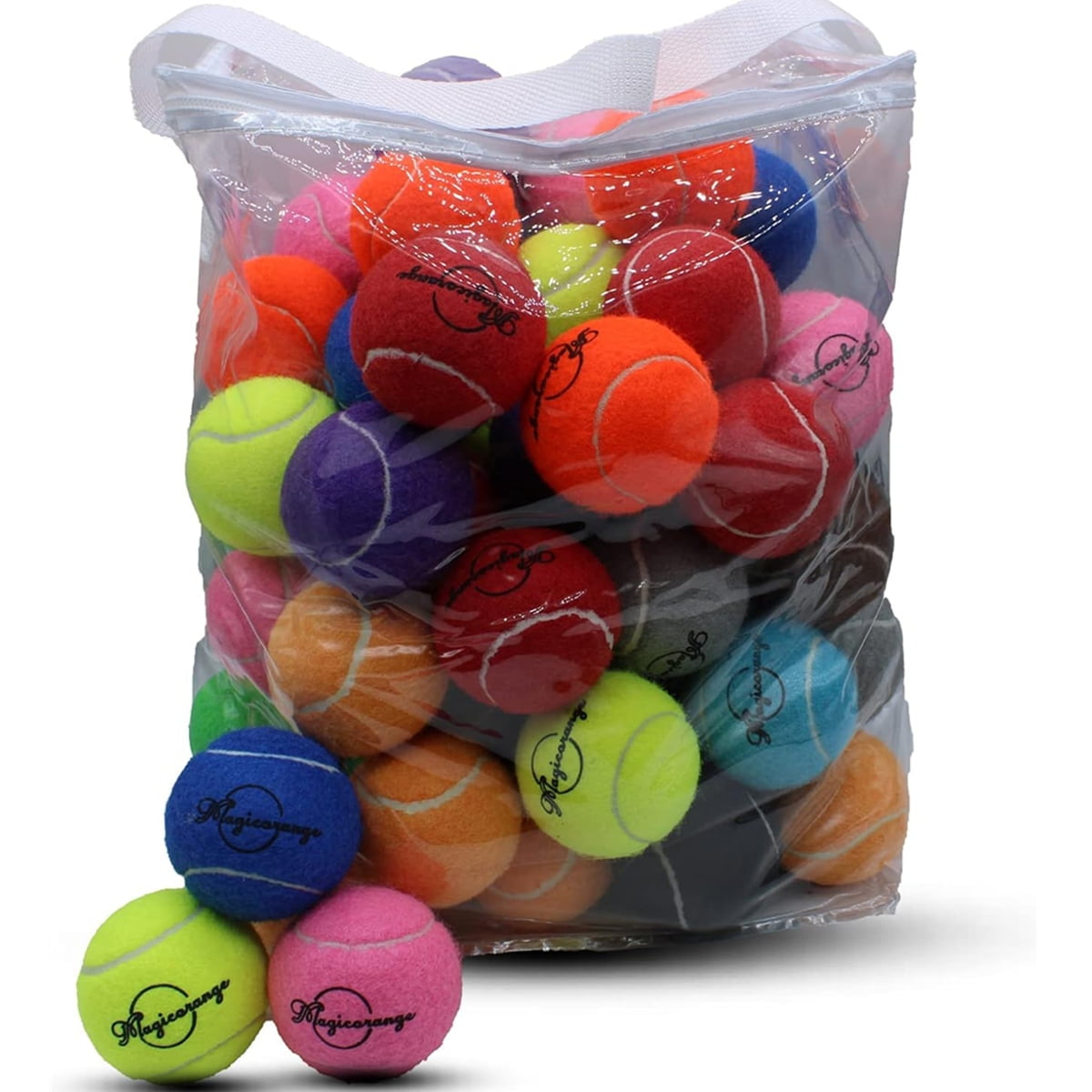 Magicorange Tennis Balls 60 Pack, 2.58 Inch Advanced Training Practice Balls for Beginner and Pet Dog Playing Balls, Multicolor