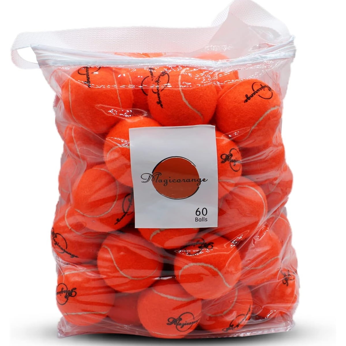 Magicorange Tennis Balls 60 Pack, 2.58 Inch Advanced Training Practice Balls for Beginner and Pet Dog Playing Balls, Orange