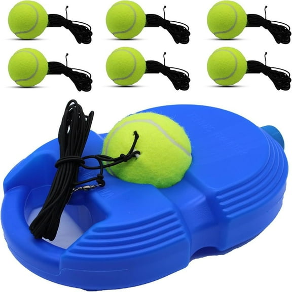 Magicorange Tennis Trainer Rebound Ball with 6 String Balls, Solo Tennis Training Equipment for Beginner Kids Adults (Blue)