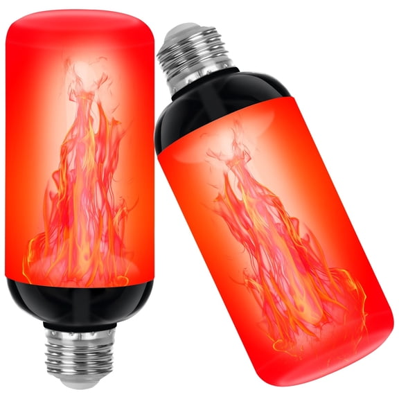 Magicorange Upgraded LED Flame Light Bulbs, E26 Base Flickering Light Bulbs 3 Mode (Red, 2 Pack)