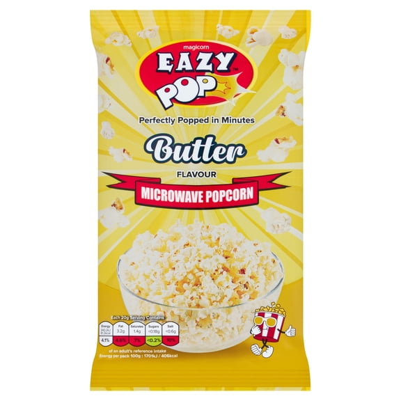 Magicorn Eazy Pop Microwave Popcorn - Butter Flavour 85g, Imported from Britain