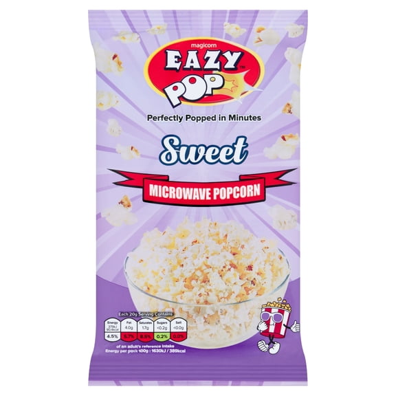 Magicorn Eazy Pop Microwave Popcorn - Sweet 85g, Imported from Britain