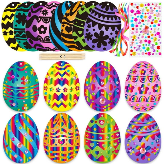 Magics Color Scratchs Art Easter Egg Ornaments Decorations Diy Easter Craft Kits Home Activity Art Project