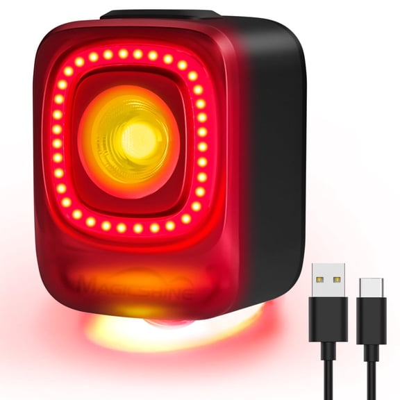 Magicshine SEEMEE 200 Rechargeable Bike Tail Lights,200 Lumens Max Output,360 Visibility Bicycle Lights, Smart Brake Sensor IPX6 Waterproof Rear Bike Lights 5 Modes for Road Urban Cyclists