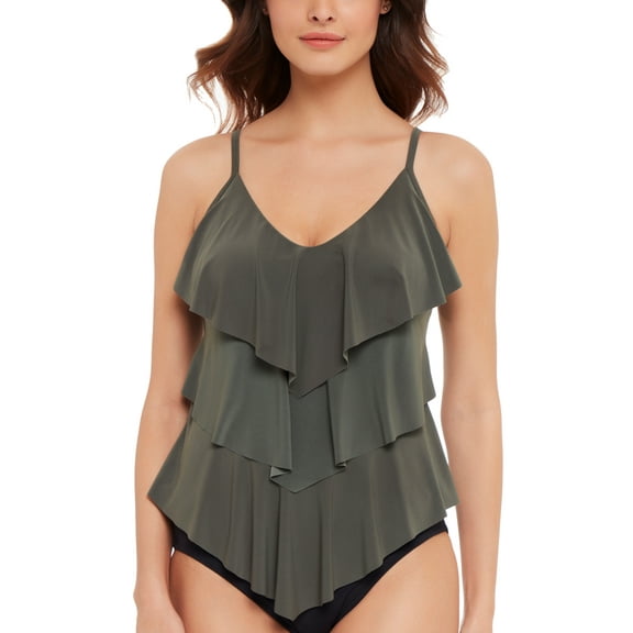 Magicsuit Women's Rita Tiered Slimming Tankini Top Swimsuit Green Size 8