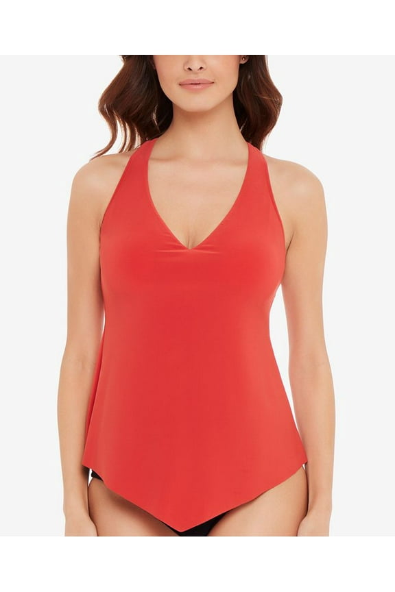 Women's Solid Taylor Underwire Tankini Swimsuit Orange Size 10