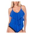 thumbnail image 1 of Magicsuit Womens Rita Slimming Tiered Tankini Swim Top Blue 8, 1 of 4