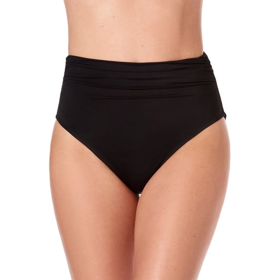Magicsuit womens Solid Tricot Shirred Brief, 14, Black