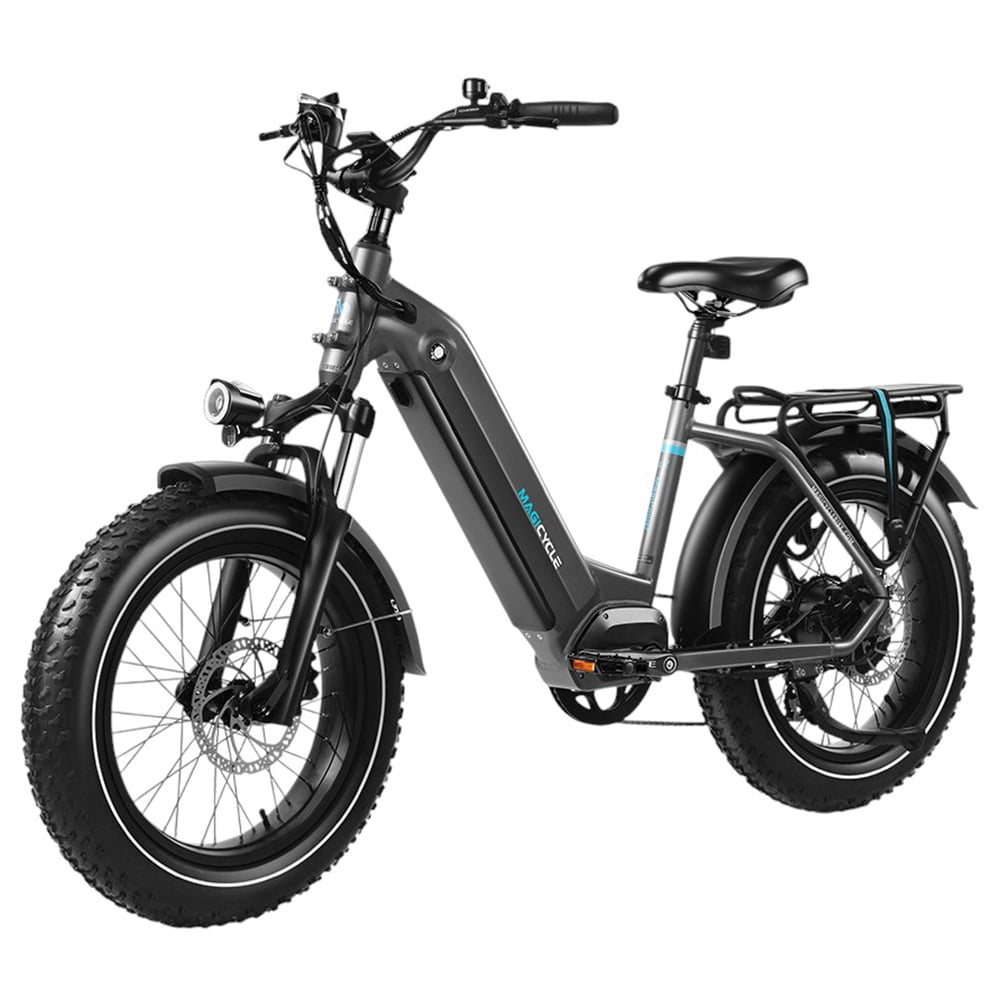 Magicycle Ocelot Pro Electric Bike, 750W Motor, 52V 20Ah Battery, 20  inch Fat Tires, 28mph , 100 Miles , Hydraulic Disc Brakes, Hydraulic Lockout Suspension Fork, Shimano 7 speed - Grey