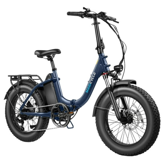 Magicycle Jaguarundi 2.0 Folding Electric Bike, Torque Sensor, 750W Motor, 48V 15Ah Battery, 20 inch Fat Tires, 28mph , 60 Miles , Hydraulic Disc Brakes, Mechanical Lockout Suspension Fork - Blue