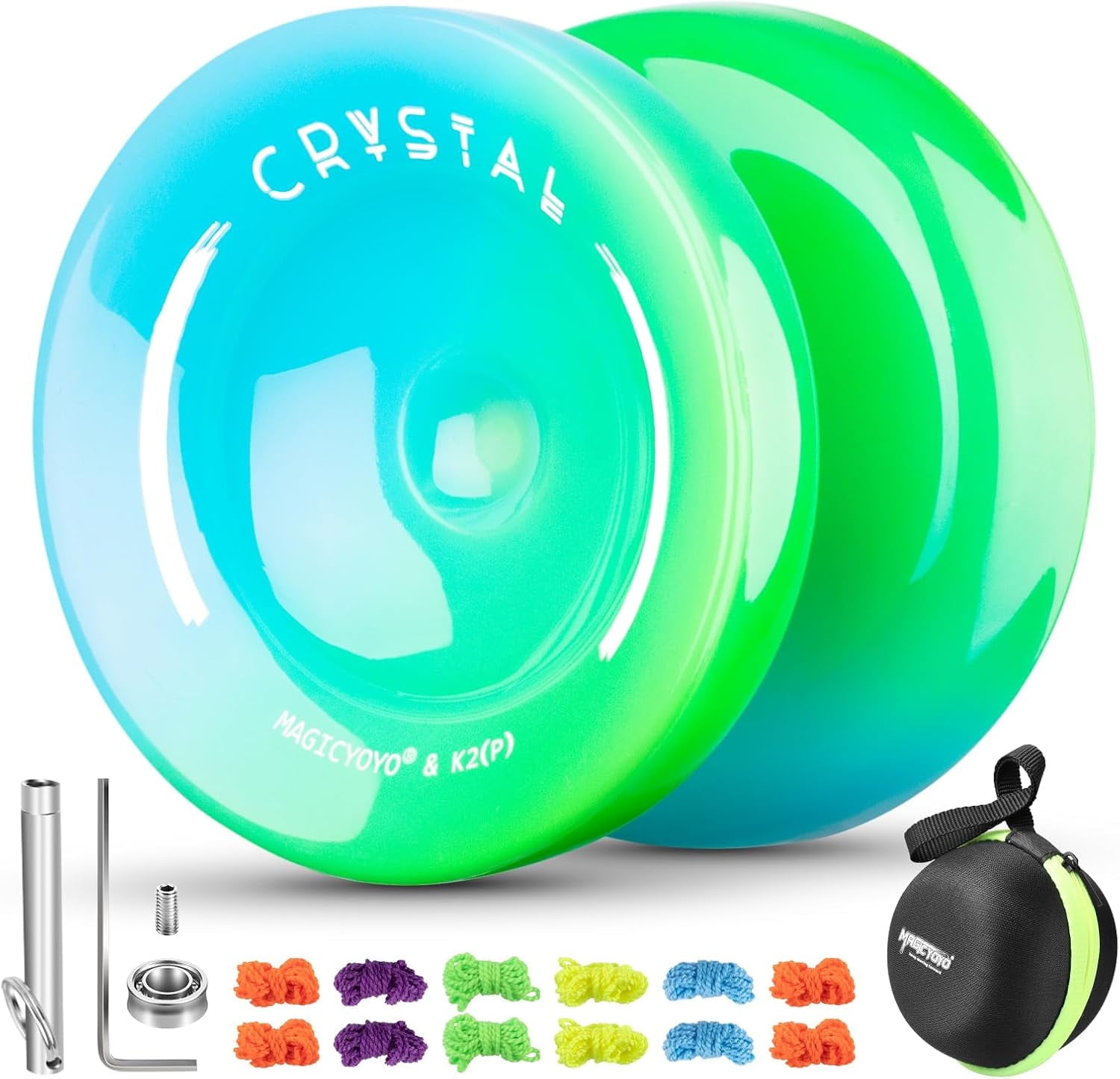 Magicyoyo Professional Responsive Yoyo K2 Crystal Blue Green, Dual Purpose Yoyo for Kids Beginner