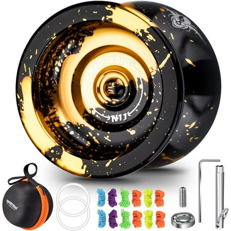Magicyoyo Professional Yoyo N11 Black Golden, Unresponsive Metal Yoyo for Kids and Advanced