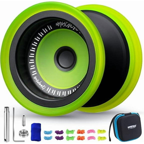 Magicyoyo V13 DEEPSPIN Bi-Material Yoyo for Kids 8-12 and Adults, Dual Purpose Professional Yoyo for All Skill Levels, Trick Yo yo with 12 Yo-yo Strings, Finger Brace, Bearing Kit-Black+Yellow Rings