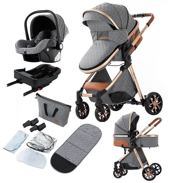 Magiczc Baby Stroller Three In One Infant Travel System, Grey