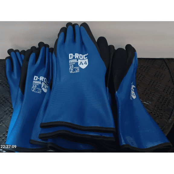Magid D-ROC Chem Resistant Waterproof Coated Nitrile Safety Gloves 10 L (5X)