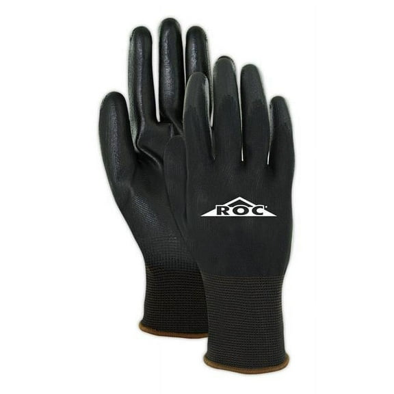 Magid Glove & Safety MGLBP169-9 Black Magid ROC BP169 Palm Coated Gloves, Size 9 - Pack of 2