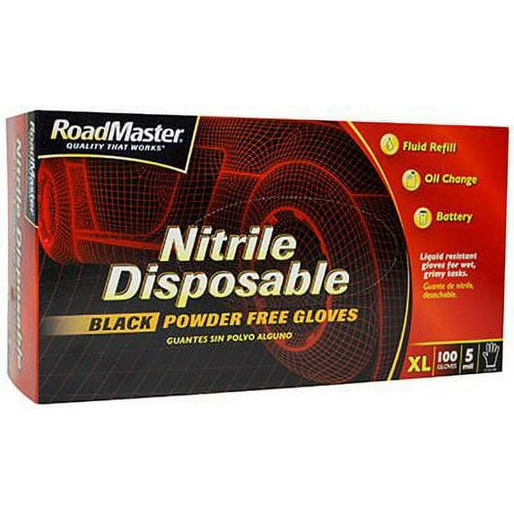 Magid Glove & Safety Mfg AG76100TL Disposable Nitrile Gloves, Black, Large, 100-Pk. - Quantity 1