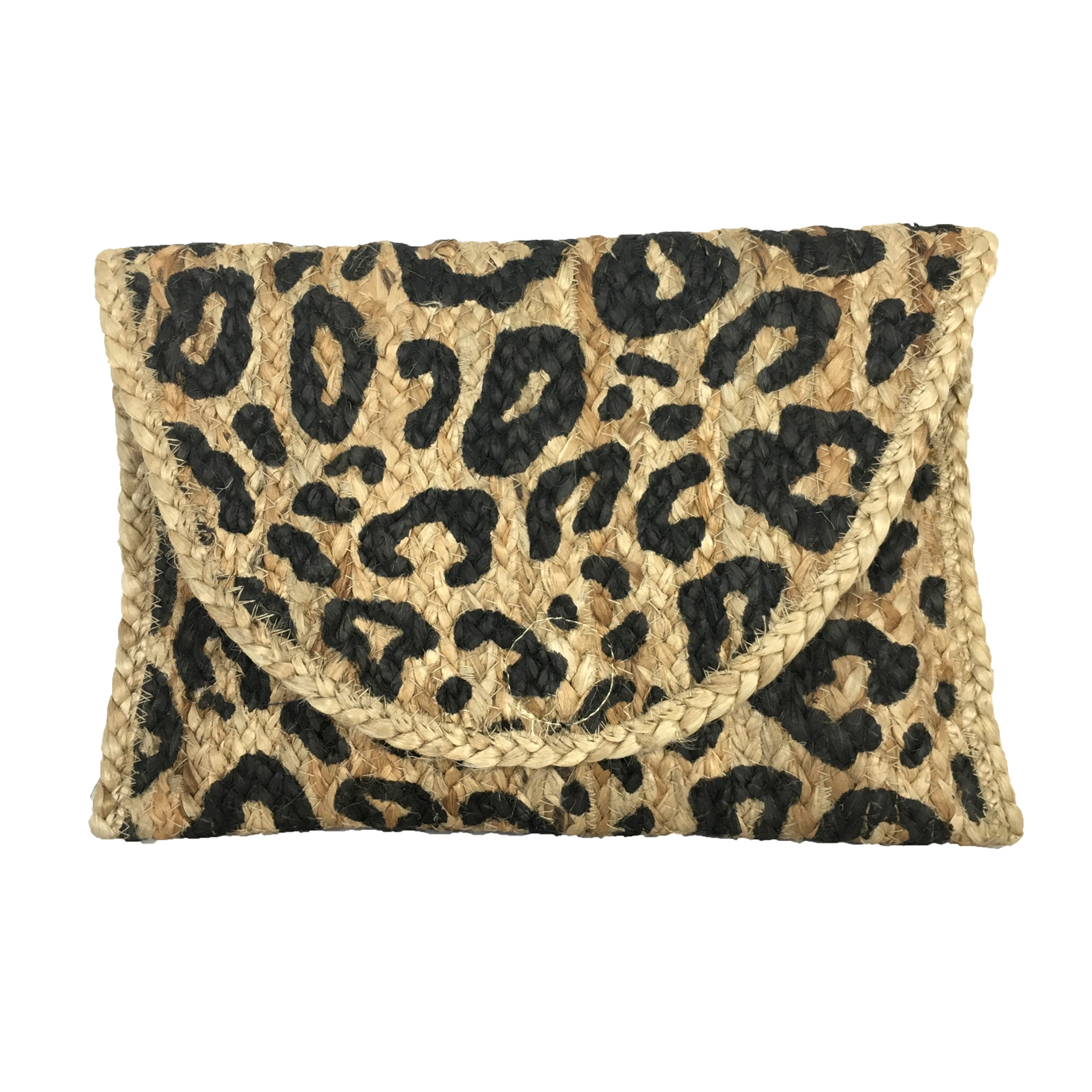 Magid Leopard Print Woven Jute Straw Clutch, Natural - image 1 of 3