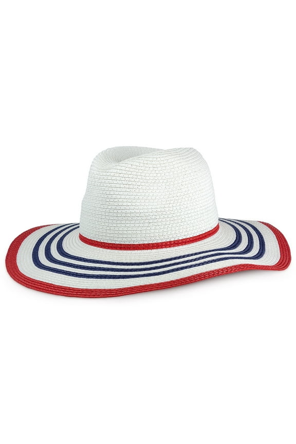Paper Straw Panama Hat With Striped Brim
