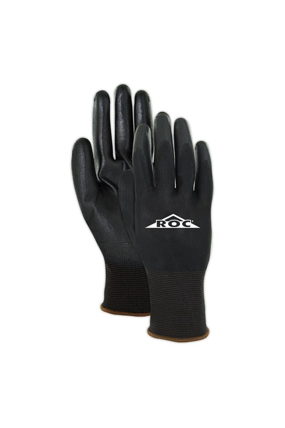 Polyurethane Palm Coated 100 percent Polyester Machine Knit Glove, Black - Extra Small