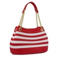 thumbnail image 1 of Magid Women's Adult Paper Straw Beach Handbag with Gold Chain Red White, 1 of 1