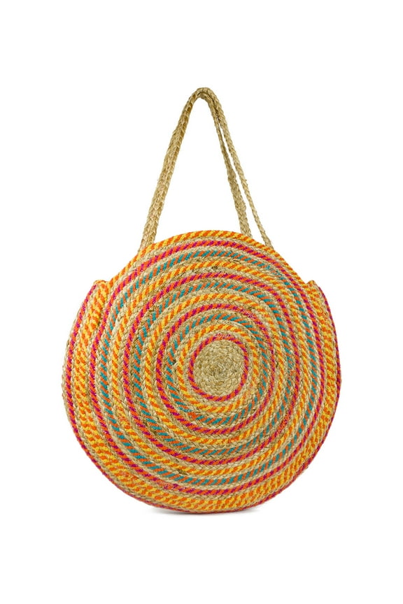 Women's Circle Woven Jute Oversized Beach Tote Bag