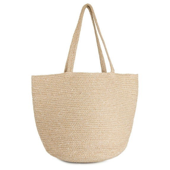 Magid Women's Metallic Silver Lurex Beach Tote Bag With Double Handles