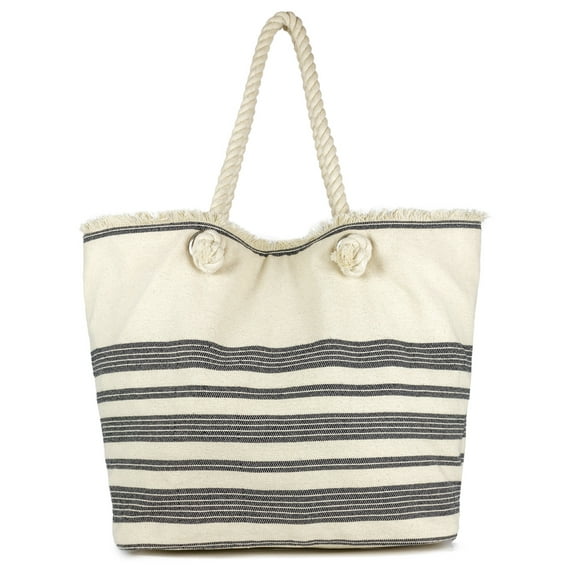 Magid Women's Spring Oversized Cotton Tote with Rope Handles Black