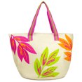 Magid Women's Straw Multi Color Leaf Beach Tote with Flat Handle