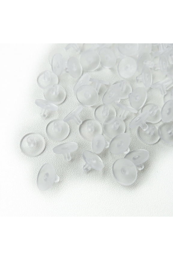 100-400 pcs Clear/Plated Silicone/Metal Pierced Earring Cushions Back Pads Bullet Barrel Nut Butterfly Stoppers (100 Pack, 11mm Disc Clear)