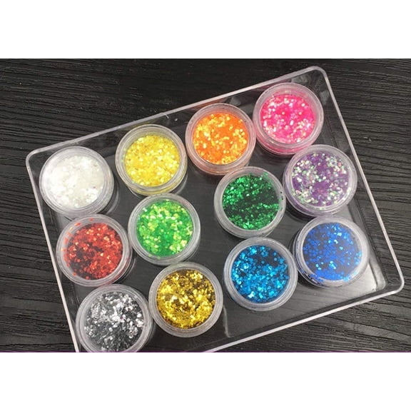 Magik 12 Pack Nail Art Glitter Powder Pieces UV Gel Acrylic Sequins Decoration Tips (#10 Assorted Sequins Set)