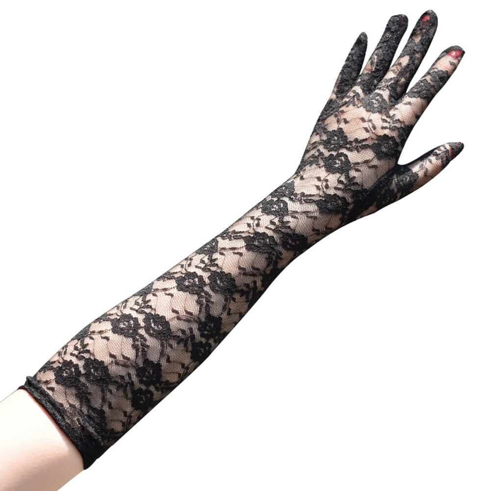 Magik 16.9'' Sexy Lace Gloves Thin Long Bride Wedding Party Elbow Long ...