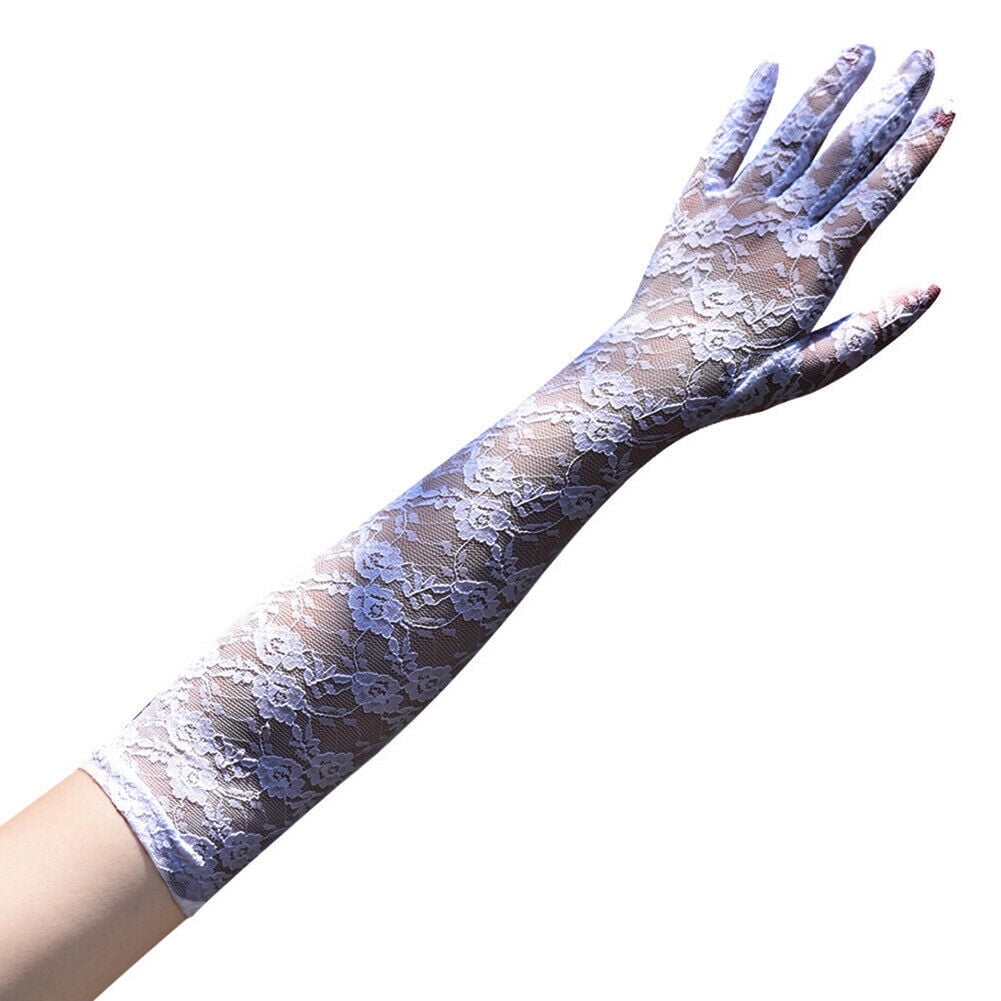 Magik 16.9'' Sexy Lace Gloves Thin Long Bride Wedding Party Elbow Long ...