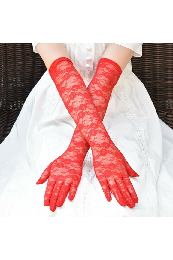 16.9'' Sexy Lace Gloves Thin Long Bride Wedding Party Elbow Long Prom Driving