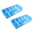 thumbnail image 1 of Magik 2 Pack Plastic Storage Case Box Jewelry Earring DIY Making Tool Containers 10 Grids Removable Dividers (2 Pack, 10 Grid Blue), 1 of 6