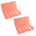 thumbnail image 1 of Magik 2-4 Pack Plastic Storage Case Box Jewelry Earring DIY Making Tool Containers 15 Grids Removable Dividers (2 Pack, 15 Grid Orange), 1 of 6
