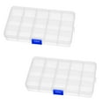 thumbnail image 1 of Magik 2-4 Pack Plastic Storage Case Box Jewelry Earring DIY Making Tool Containers 15 Grids Removable Dividers (2 Pack, 15 Grid White), 1 of 6