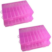 Magik 2-4 Pack Plastic Storage Case Box Jewelry Earring DIY Making Tool Containers 24 Grids Removable Dividers (24 Compartments) (4 Pack, Pink)