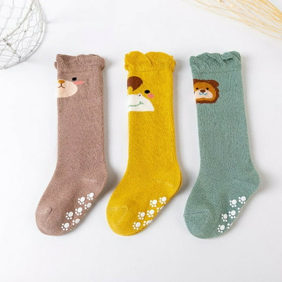 Magik 3 Pairs Baby Unisex Anti Slip Non Skid Newborn Knee High Long Stockings Socks