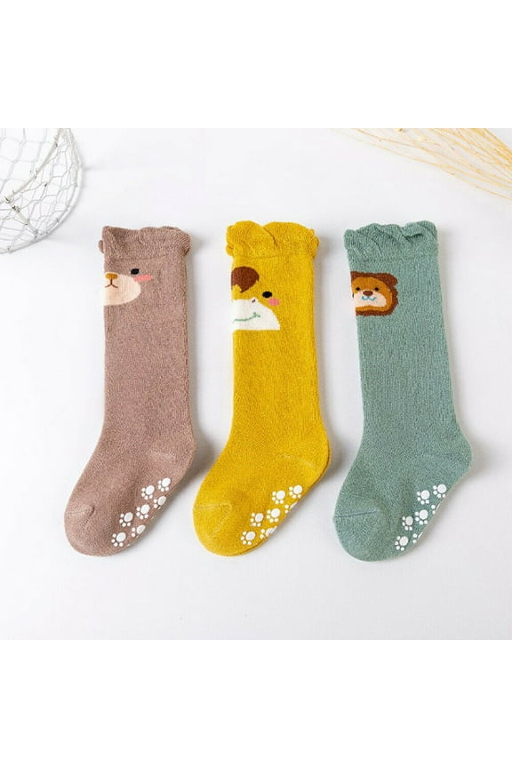 3 Pairs Baby Unisex Anti Slip Non Skid Newborn Knee High Long Stockings Socks