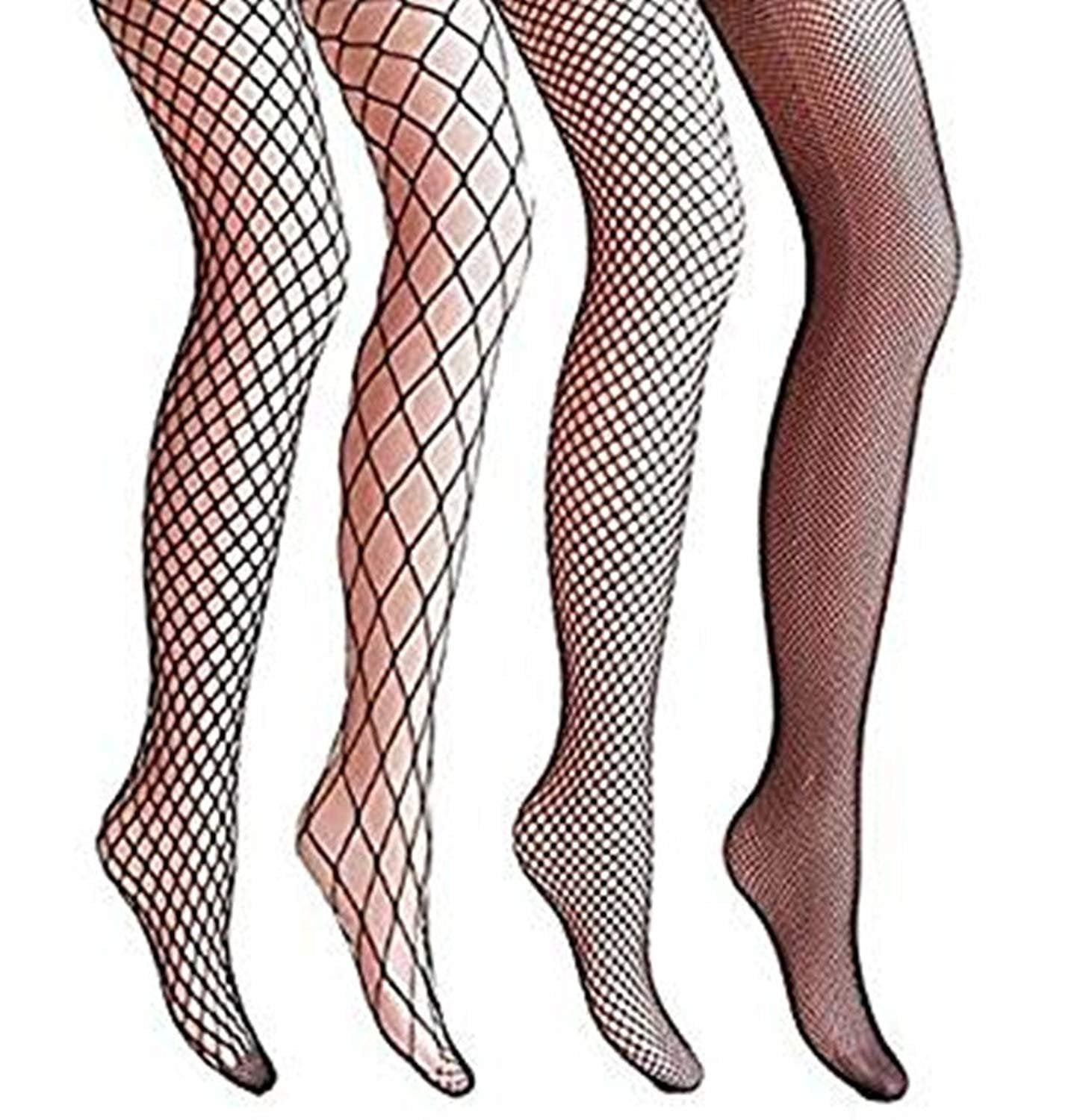 Magik 4 Packs Women Fishnet Stocking Cross Seamless Nylon Mesh Tights Pantyhose (Black Fishnet) picture